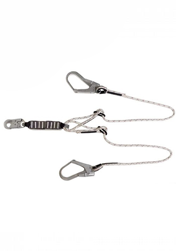 Строп из плетеного шнура двойной с амортизатором и карабинами К20 + 2К55