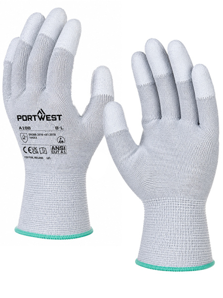 Перчатки антистатические Portwest A198 ESD с ПУ-покрытием пальцев