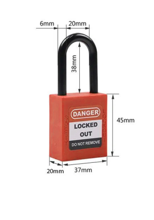 Замок диэлектрический пластиковая дужка АР38Р /оранжевый/