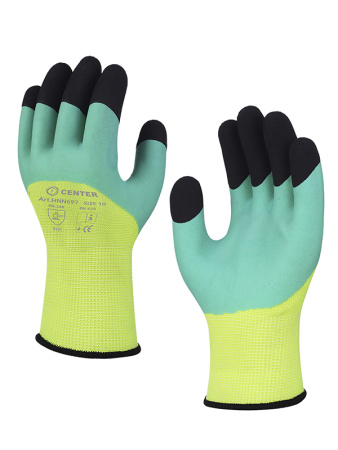 Перчатки полиэстер с двойным латексным покрытием CENTER HNN697