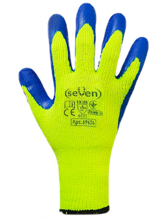 Перчатки утепленные синтетические с латексным покрытием 9676 салатовые