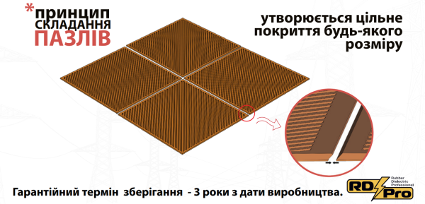 Коврик резиновый диэлектрический 1000х1000 RD PRO