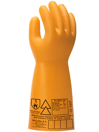 Перчатки диэлектрические латексные 2 класс SECURA ELSEC 