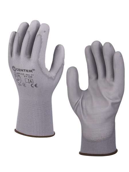 Перчатки нейлоновые с неполным полиуретановым покрытием HPU125 CENTER Перчатки нейлоновые с неполным полиуретановым покрытием HPU125 CENTER
