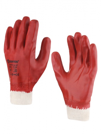 Перчатки ПВХ с вязанным манжетом HPV922 CENTER