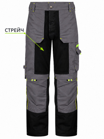Брюки рабочие CENTER-05S серый-черный /стрейч/