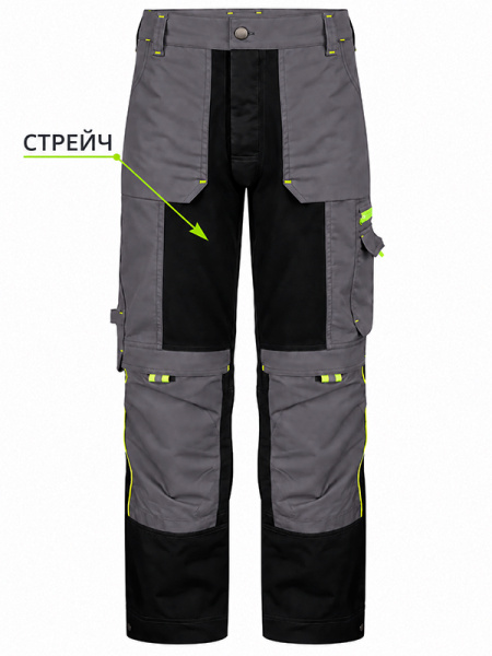 Брюки рабочие CENTER-05S серый-черный /стрейч/