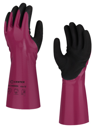 Перчатки химстойкие с двойным нитрилом HNN900 CENTER