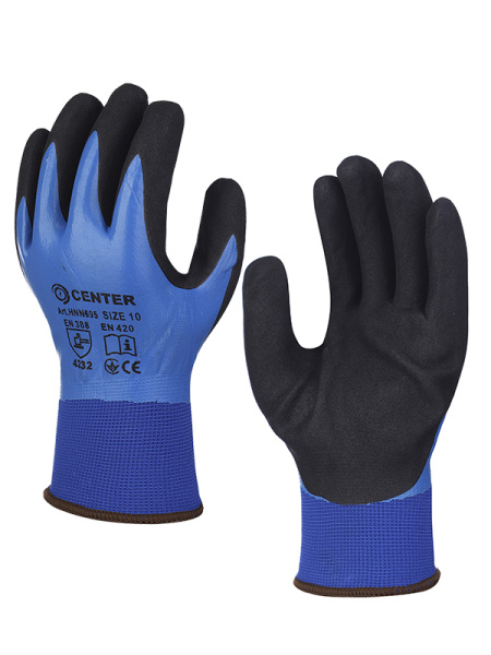 Перчатки нитриловые с двойным покрытием HNN695 CENTER