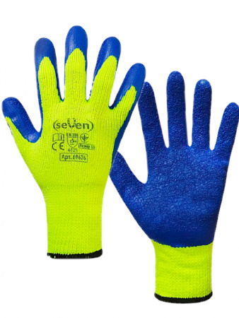 Перчатки утепленные синтетические с латексным покрытием 9676 салатовые