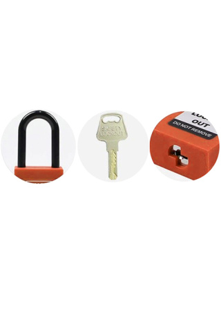 Замок диэлектрический пластиковая дужка АР38Р /оранжевый/